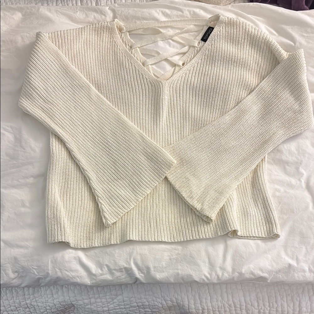 Cream V neck sweater